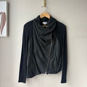 Helmut Lang Leather Jacket Black Asymmetrical Zip Cracked Leather Jacket S